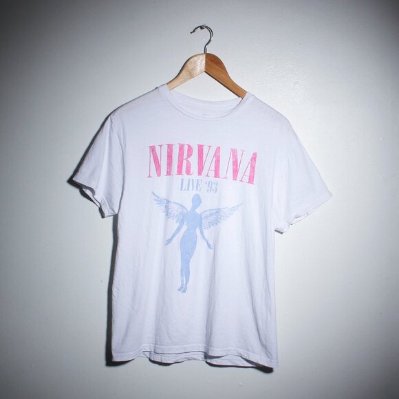 Nirvana Live 93 Shirt Medium White Band Tee - Picture 1 of 5
